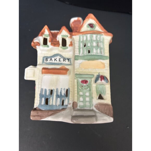 Bakery Ceramic Tealight Holder Miniature House Cottage Style Christmas Vintage - Picture 10 of 11